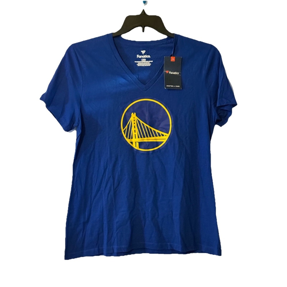 Womens Golden State Warriors V Neck Shirt Large Fanatics Blue NBA Tee